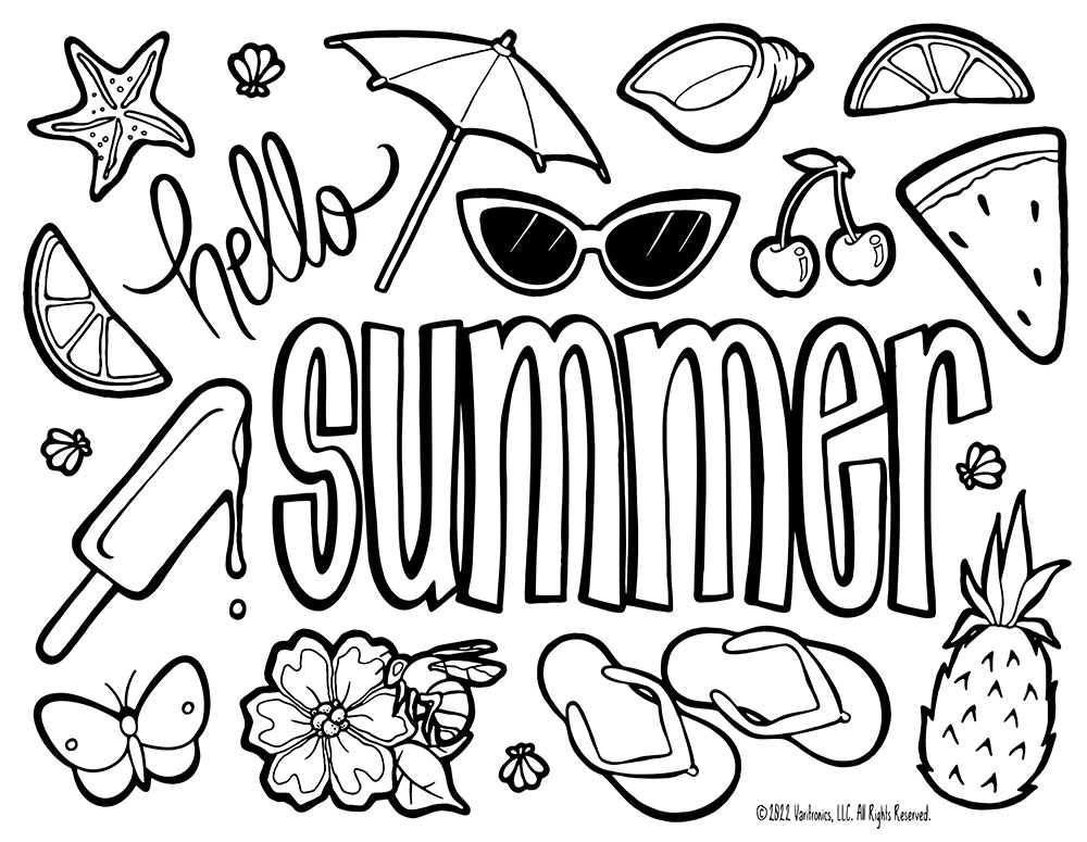 Hello Summer Coloring Page VariQuest - Hello Summer Coloring Page 1 